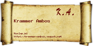 Krammer Ambos névjegykártya